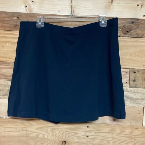 Lands' End size 16 Navy Blue 100% Cotton Pencil Mini Skirt with Built-in Shorts - Picture 6 of 9